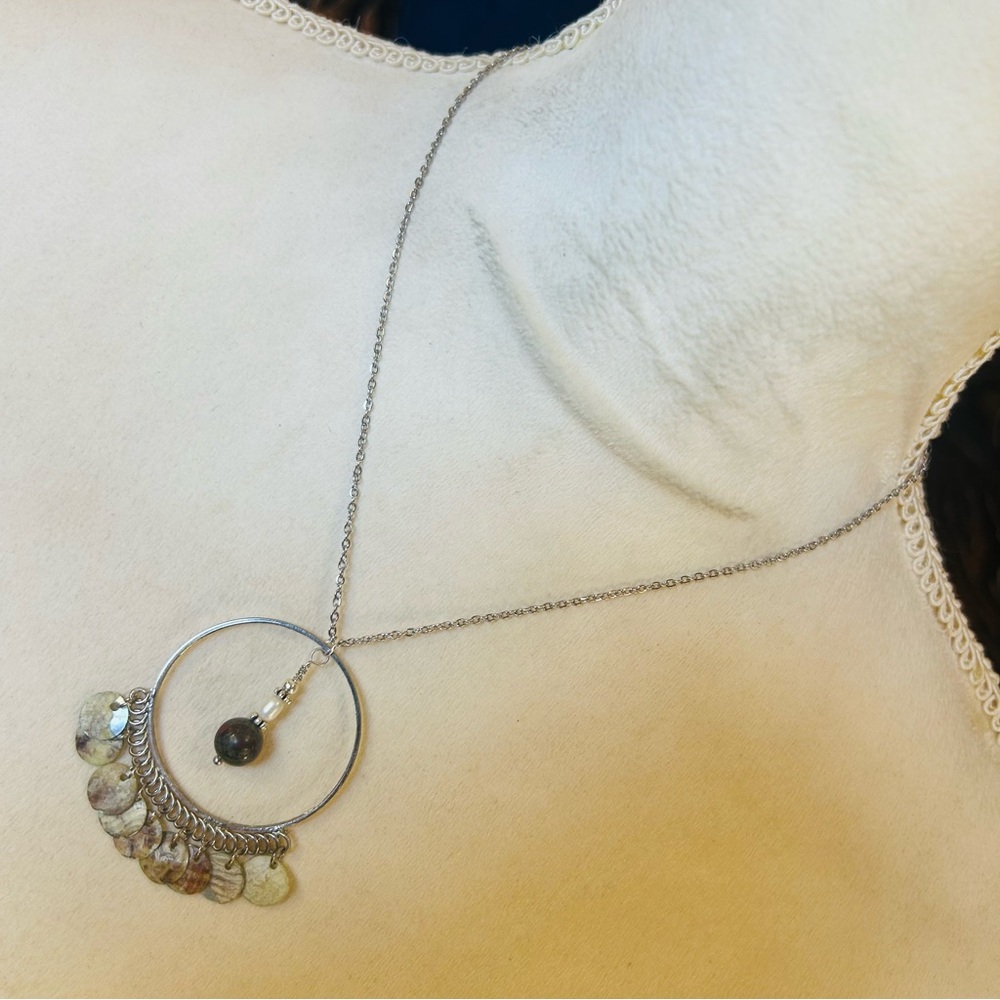 Handcrafted beaded medallion pendant on chain necklace